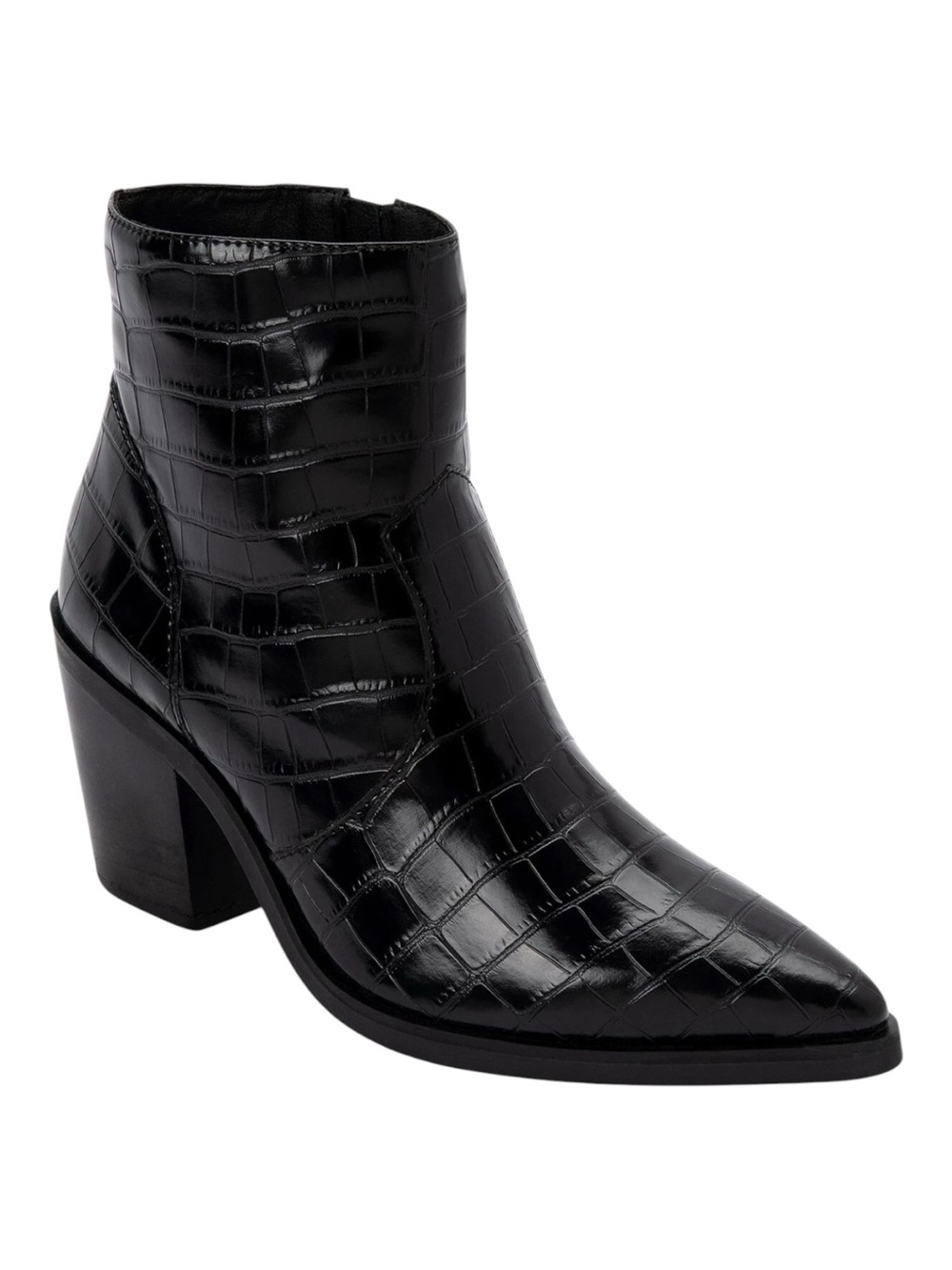 NWOB Aqua College Quiana Black Croc-Embossed Pointed Ankle Boots Sz 8.5